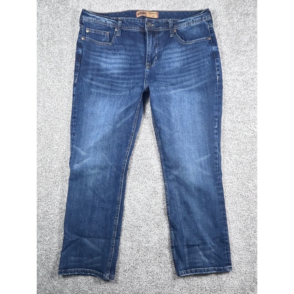 SEVEN7 Premium Denim Co Straight Fit Jeans Mens W38 L30 Blue Brown Tint